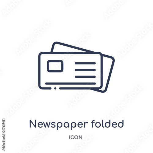 newspaper folded icon from user interface outline collection. Thin line newspaper folded icon isolated on white background.