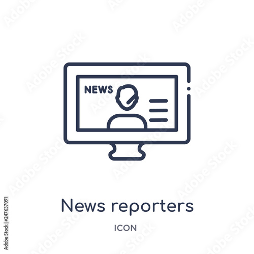 news reporters icon from user interface outline collection. Thin line news reporters icon isolated on white background.