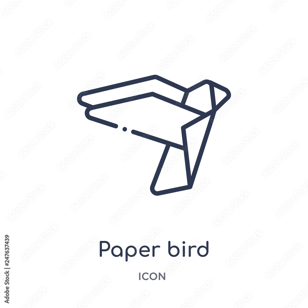 paper bird icon from user interface outline collection. Thin line paper bird icon isolated on white background. paper bird icon from user interface outline collection. Thin line paper bird icon isolated on white background.