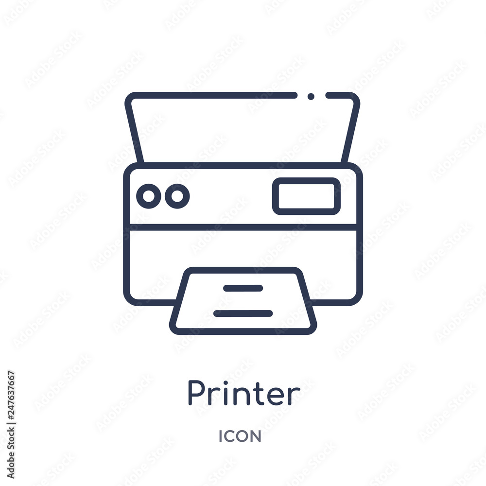 printer printing squares icon from user interface outline collection. Thin line printer printing squares icon isolated on white background. printer printing squares icon from user interface outline collection. Thin line printer printing squares icon isolated on white background.