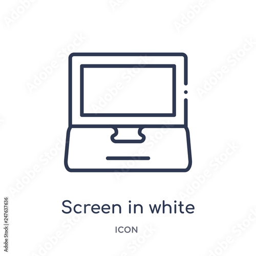 screen in white icon from user interface outline collection. Thin line screen in white icon isolated on white background.