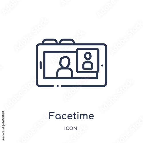 facetime icon from user interface outline collection. Thin line facetime icon isolated on white background.