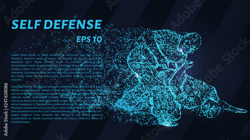 Self-defense of particles on a dark background. Self-defense of circles and dots.