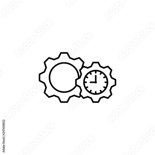 gears, clock, time icon. Signs and symbols can be used for web, logo, mobile app, UI, UX