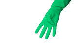 Hand in latex glove showing number four