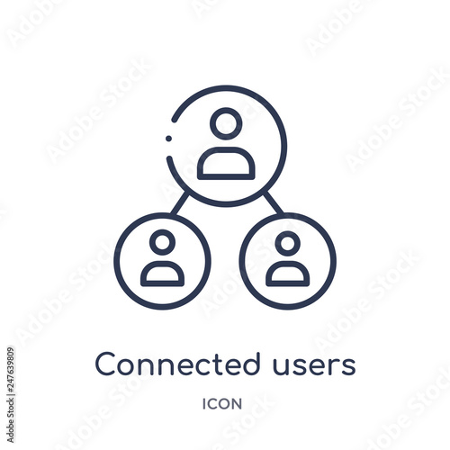 connected users in flow chart icon from user interface outline collection. Thin line connected users in flow chart icon isolated on white background.