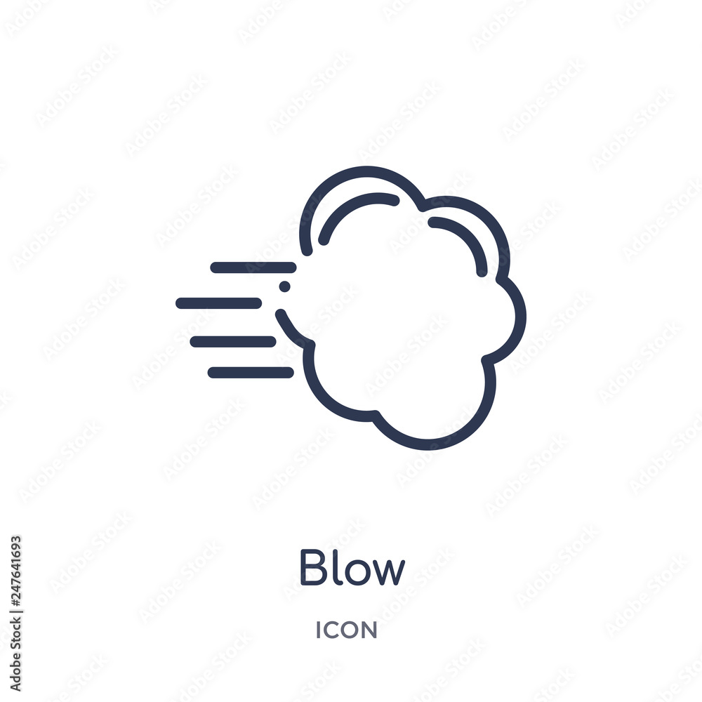 blow icon from weather outline collection. Thin line blow icon isolated on white background. blow icon from weather outline collection. Thin line blow icon isolated on white background.