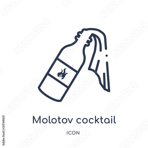molotov cocktail icon from weapons outline collection. Thin line molotov cocktail icon isolated on white background.