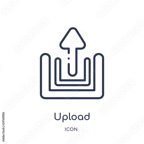 upload icon from weather outline collection. Thin line upload icon isolated on white background.