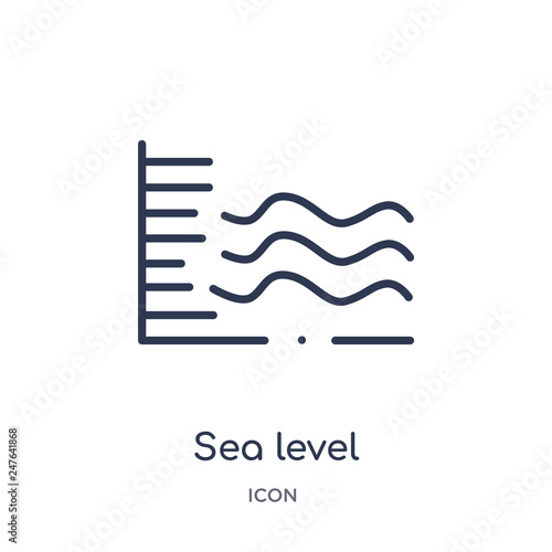 sea level icon from weather outline collection. Thin line sea level icon isolated on white background.