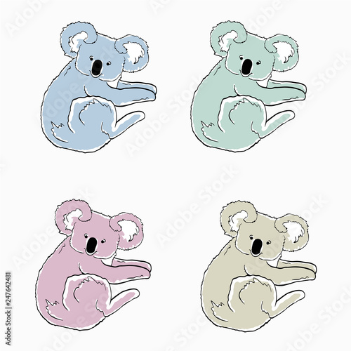 Photography Colorful koalas on white background