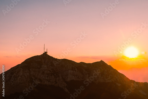 panoramic view of lovcen national park in montenegro on sunset