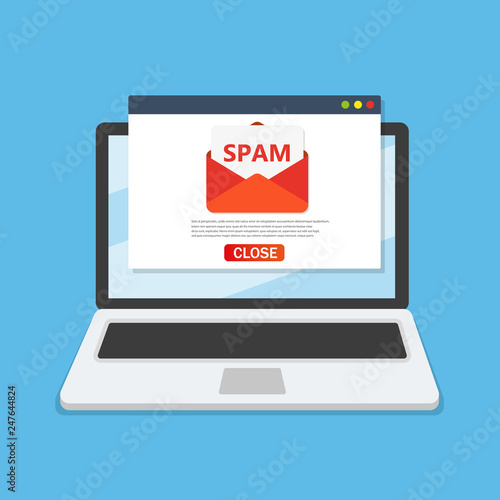 Spam mailbox concept, Vector flat