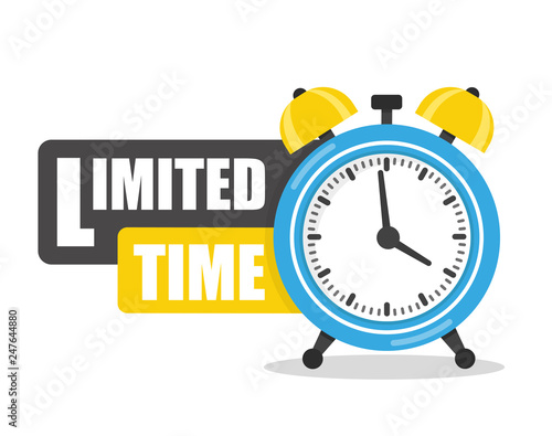 Limited time over white background, vector flat illustration.