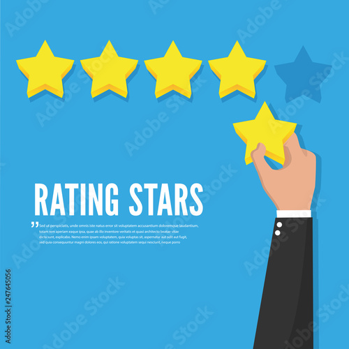 Feedback recognition. Rating stars. Flat design