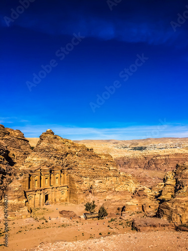 Obraz na płótnie Scenery of The Monastery in Petra from top of the mountain w salonie