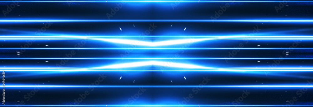 Abstract blue neon background with rays and lines. Abstract blue neon background with rays and lines.