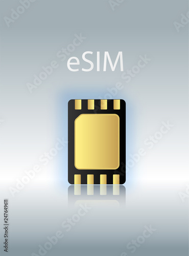 eSIM Embedded SIM card icon symbol concept. new chip mobile cellular communication technology. SIM-cards for mobile devices with chip. vector illustration
