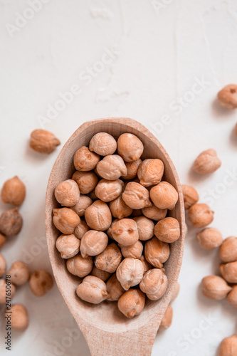 Turkish peas. Nutt On a white background. Top view. Free copy space
