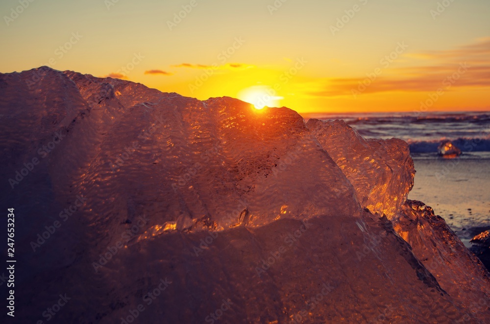 Sunrise over Diamond Beach Iceland