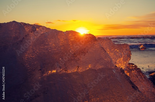Sunrise over Diamond Beach Iceland