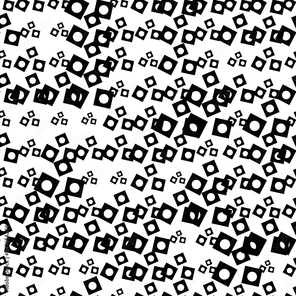 Black and white seamless pattern with grunge halftone squares, dots. Dotted texture. Halftone background. Abstract geometrical of round shape. Screen print. Vector illustration. Black and white seamless pattern with grunge halftone squares, dots. Dotted texture. Halftone background. Abstract geometrical of round shape. Screen print. Vector illustration.