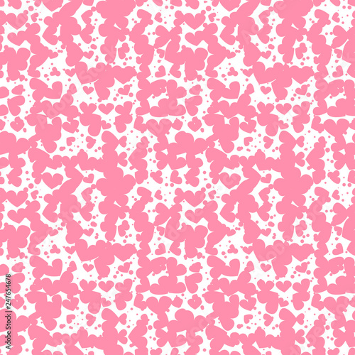 Halftone heart abstract seamless pattern. Geometric romantic background. Vector illustration.  