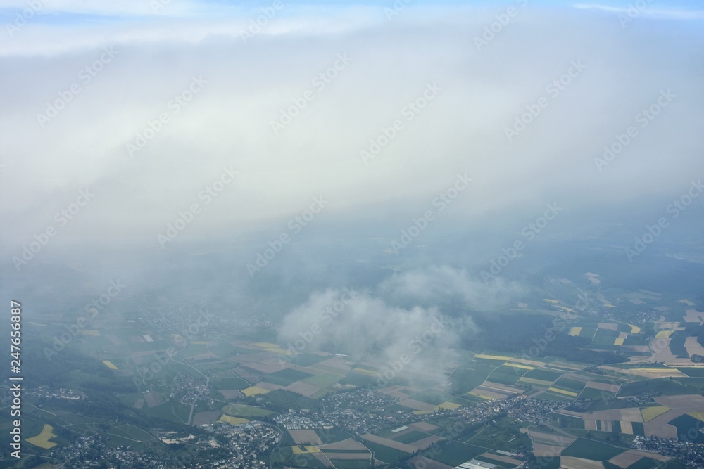Europe under the clouds. Flight from Zurich, Switzerland to Madrid, Spain.