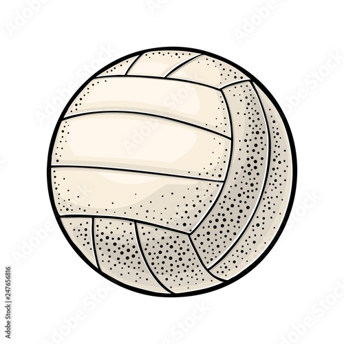 Volleyball ball. Vintage vector engraving illustration. Isolated on white