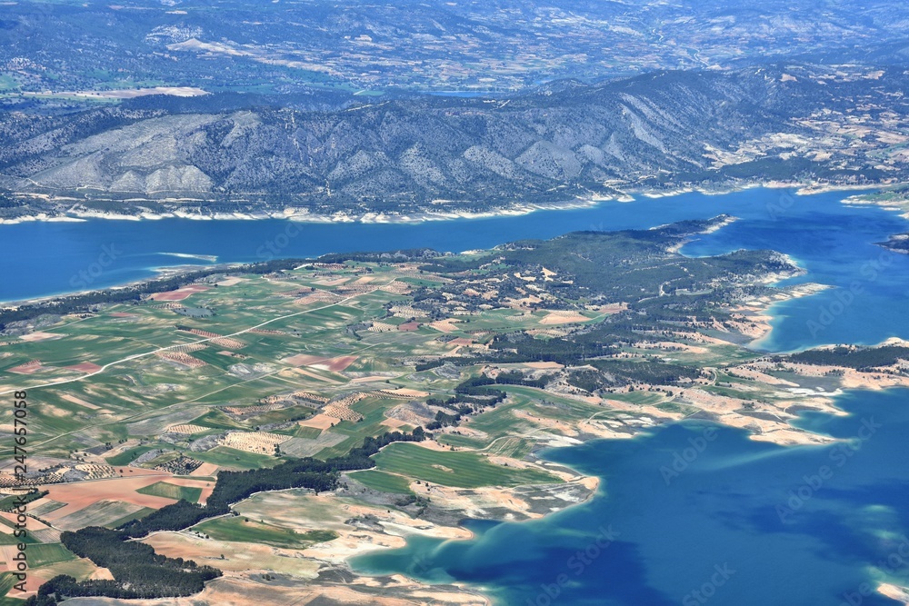 View of Europe from a flying plane. Flight from Zurich, Switzerland to Madrid, Spain. View of Europe from a flying plane. Flight from Zurich, Switzerland to Madrid, Spain.