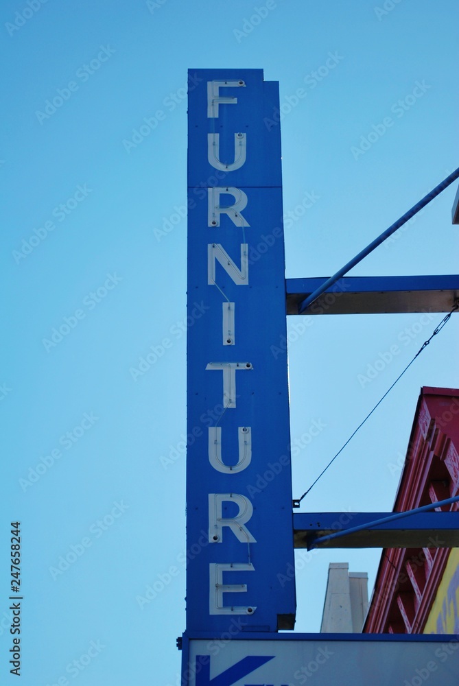Blue vertical Furniture sign Blue vertical Furniture sign