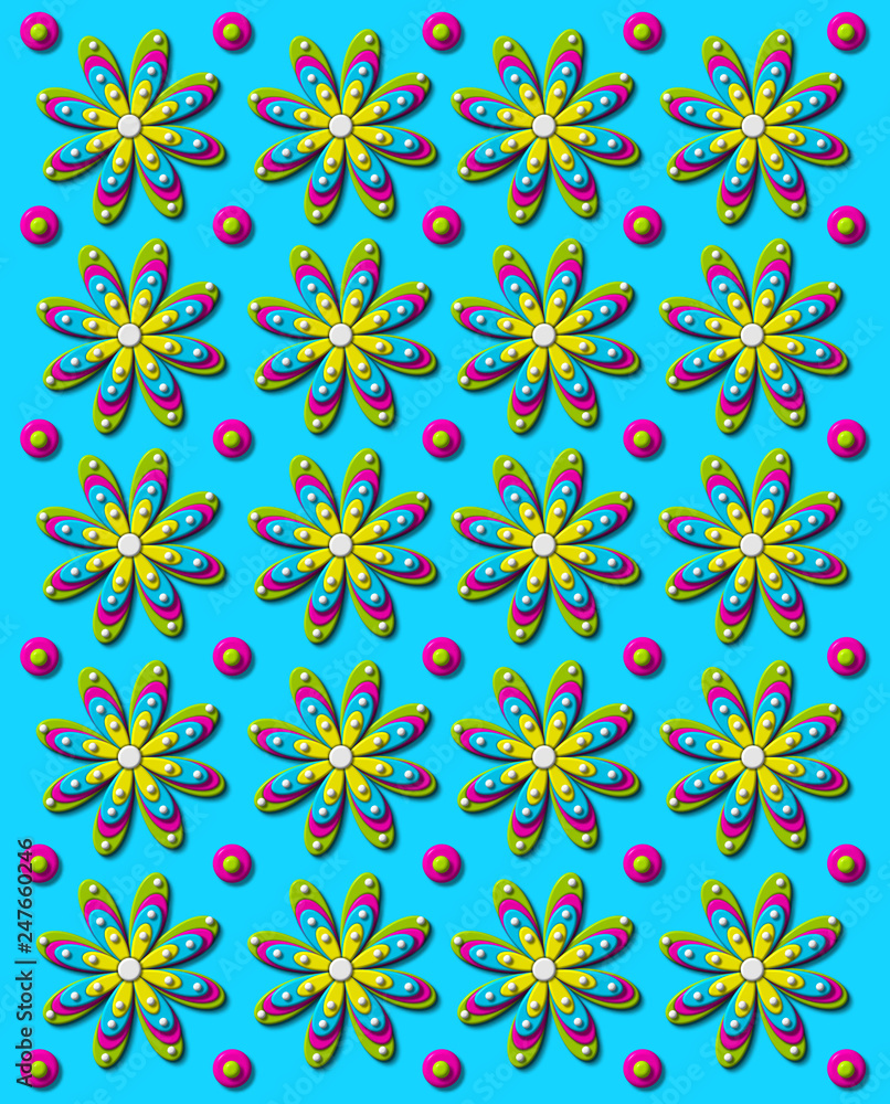 Fotografie 3D Daisy Dot in Aqua