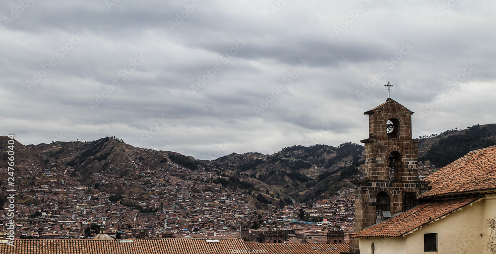 View of the city of Cusco, Perú. Here you can see how the people built their houses all over the hill