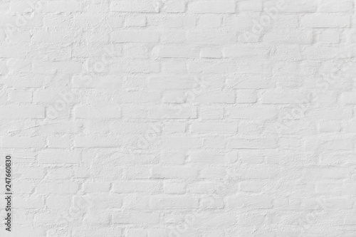Vintage white brick wall background, Flat background photo texture, Old brick wall painted on white