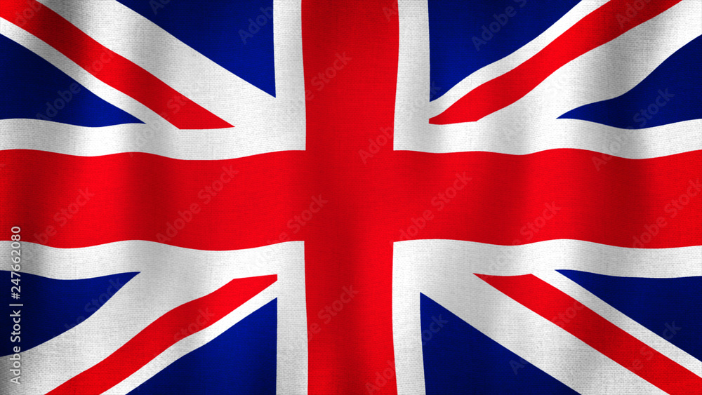 United Kingdom of Great Britain, Union Jack flag waving in the