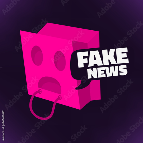 Fake News Conceptual Design Concept With Inverted Pink Paper Shopping Bag With Holes For Eyes And Mouth Over The Head Vector Media.