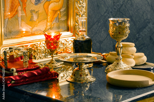 Valokuva Holy Eucharist in orthodox church - Proskomide