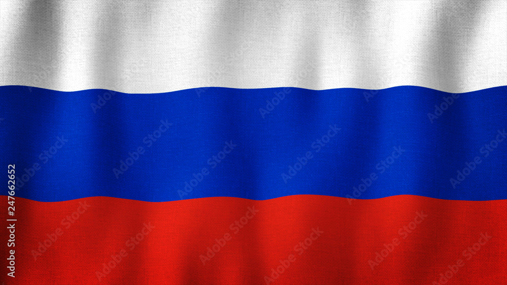 Isolated Russian Flag Waving 3d Realistic Fabric Stock Photo - Download  Image Now - 1991, Asia, Blue - iStock