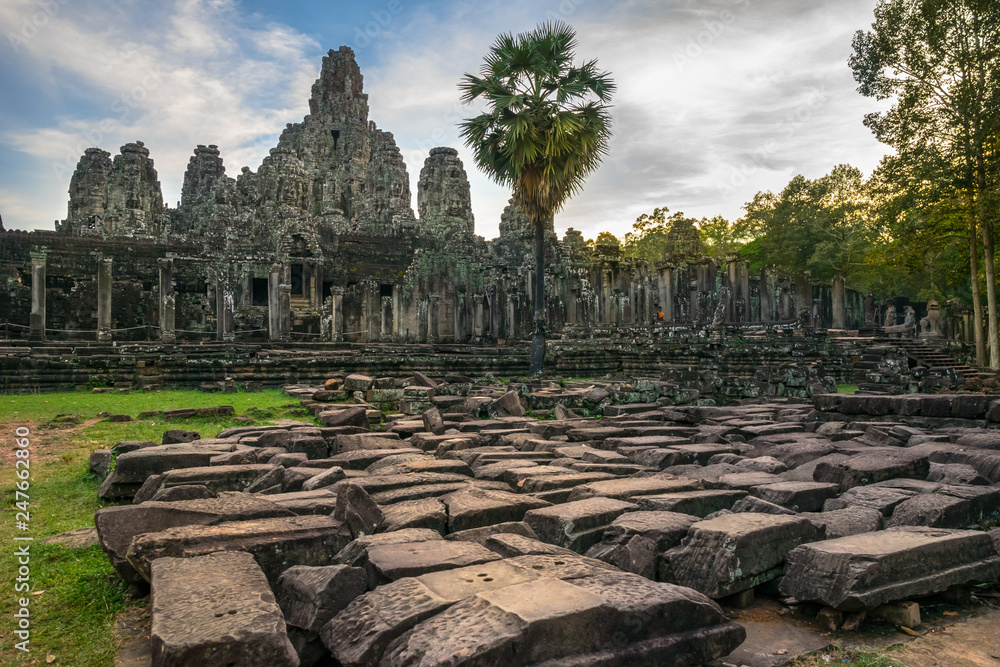 Enjoying a beautiful sunny day in Bayon Temple, Angkor Thom - Siem Reap - Cambodia Enjoying a beautiful sunny day in Bayon Temple, Angkor Thom - Siem Reap - Cambodia