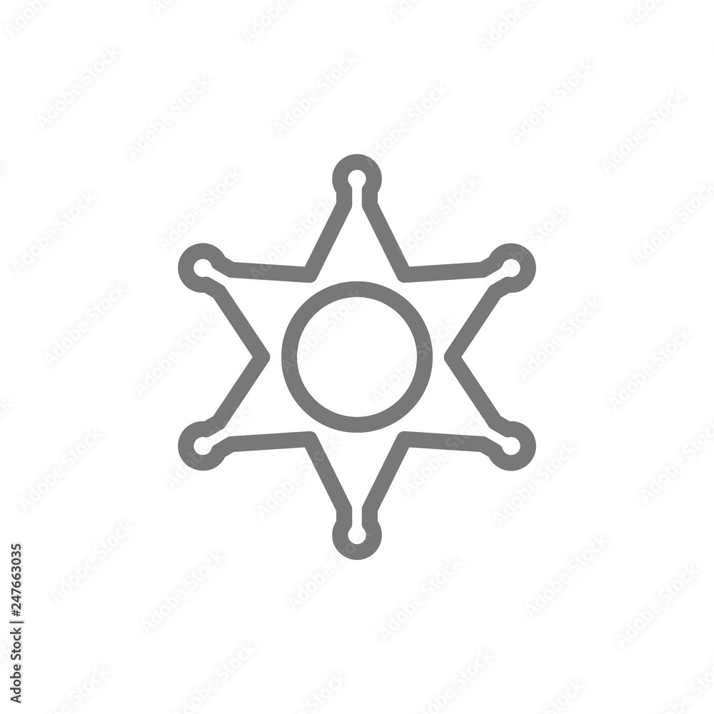 Sheriff badge, police star line icon. Sheriff badge, police star line icon.