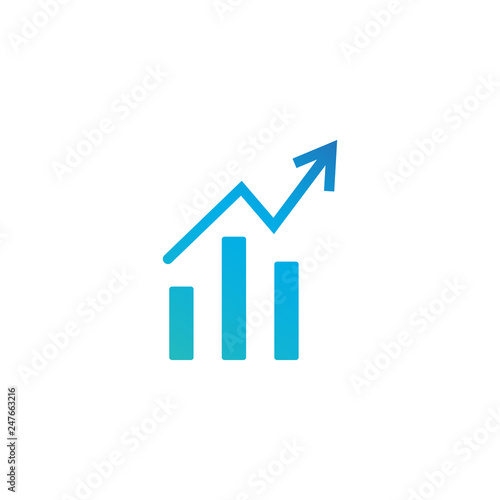 Growth vector diagram witharrow going up. Vector icon isolated on white background.