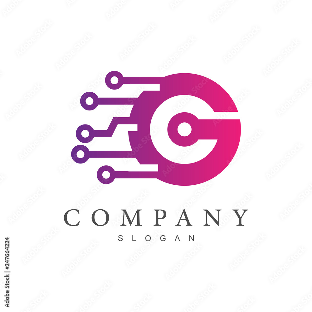 letter g for technology logo template