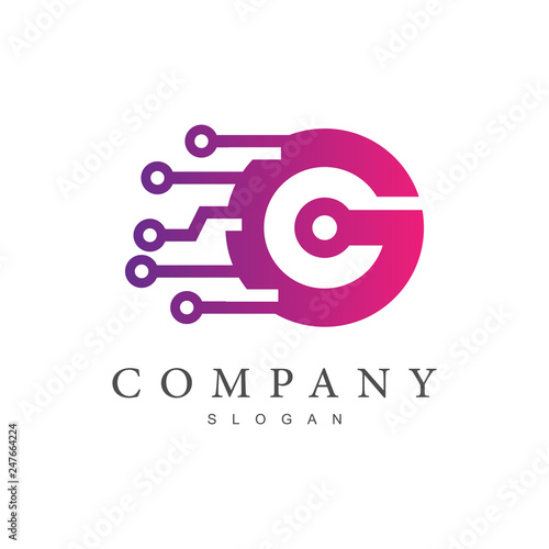 letter g for technology logo template
