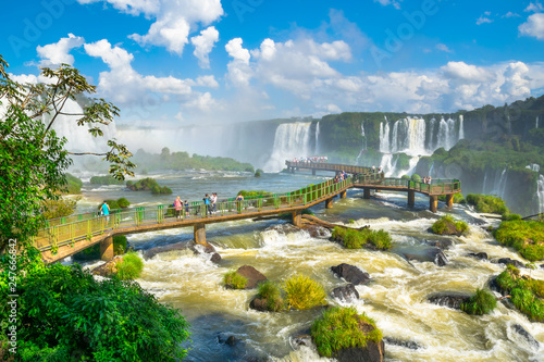 Beautiful  view of Iguazu Falls, one of the Seven Natural Wonders of the World - Foz do Iguaçu, Brazil photo