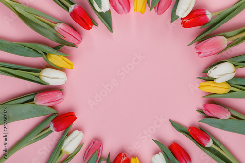 Fototapeta Naklejka Na Ścianę i Meble -  Valentine's Day background. Beautiful fresh tulips.