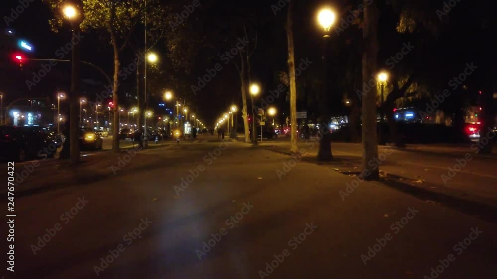 Street of Barcelona at Night. Spain. 4k Video Street of Barcelona at Night. Spain. 4k Video