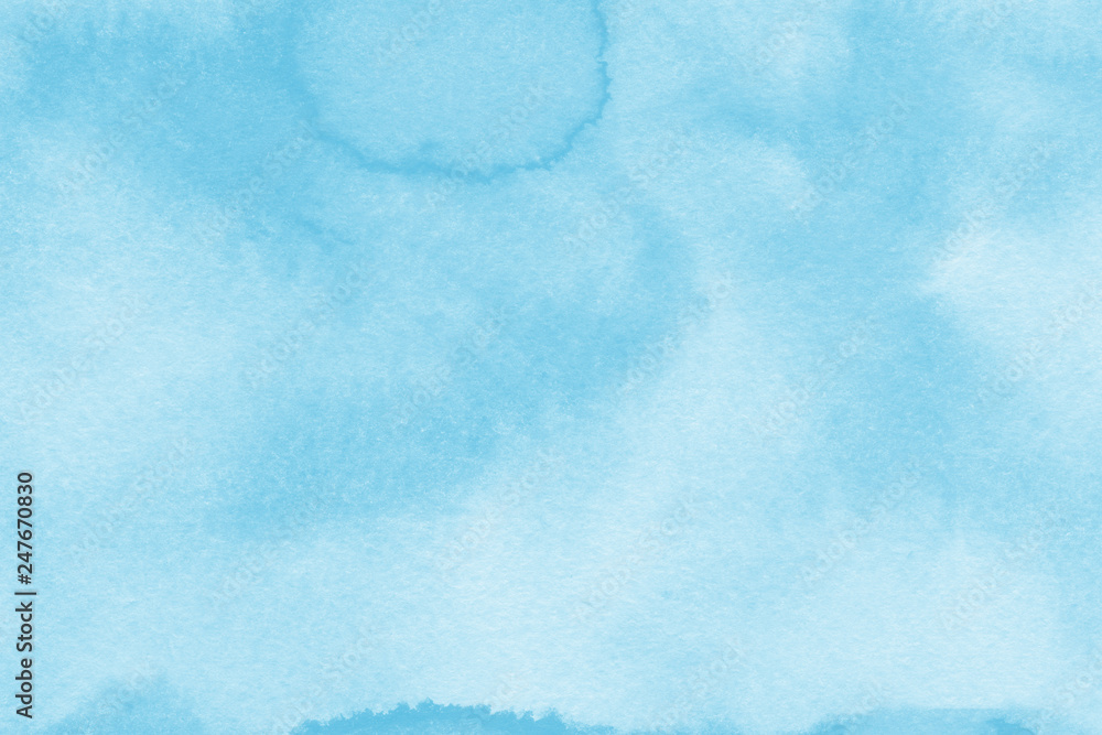 Watercolor blue texture with abstract washes and brush strokes on the white paper background. Digital paper background. Watercolor blue texture with abstract washes and brush strokes on the white paper background. Digital paper background.