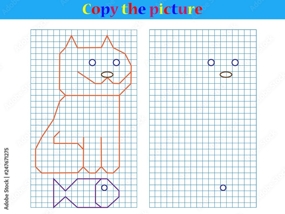 Copy the graphic picture. Worksheet for kids. Vector illustration Stock ...