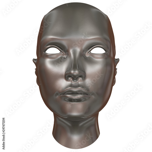 Silver Head, abstract concept isolated on white 3d rendering
