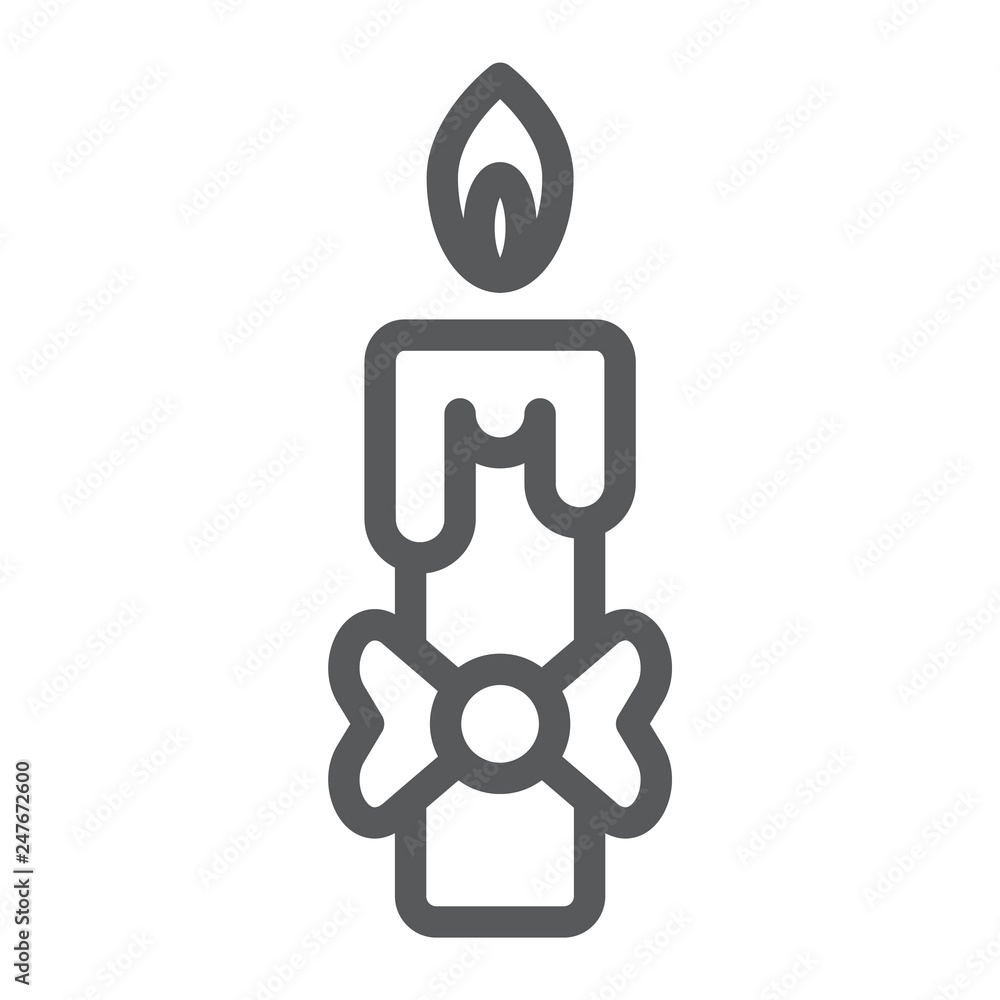 Candle line icon, fire and light, flame sign, vector graphics, a linear pattern on a white background. Candle line icon, fire and light, flame sign, vector graphics, a linear pattern on a white background.